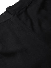 Black Rayon Solid Straight Pants